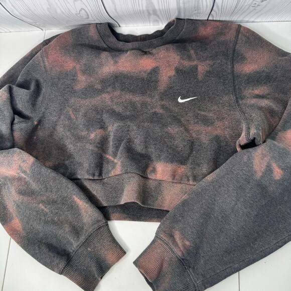 Vintage Cropped Nike Crew Neck Sweatshirt 90s Bleach Dyed Small - Picture 5 of 8